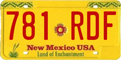NM license plate 781RDF