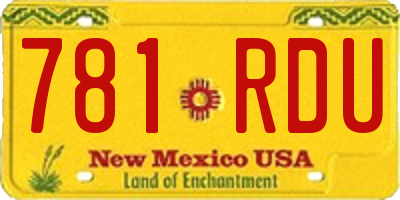 NM license plate 781RDU