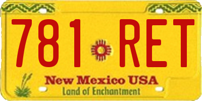 NM license plate 781RET