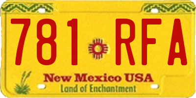NM license plate 781RFA