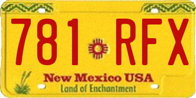 NM license plate 781RFX