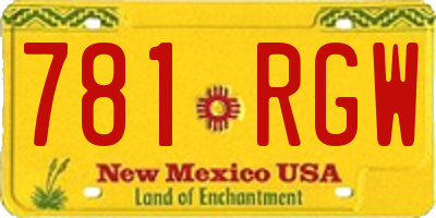 NM license plate 781RGW