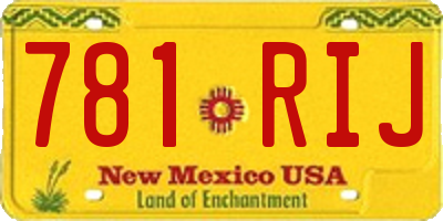 NM license plate 781RIJ