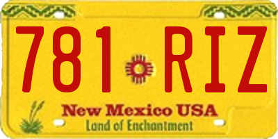 NM license plate 781RIZ