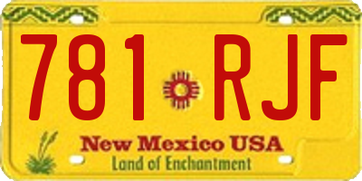 NM license plate 781RJF
