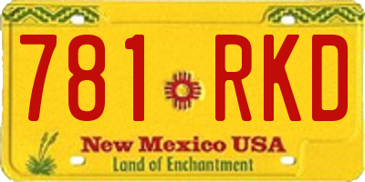 NM license plate 781RKD