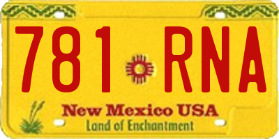 NM license plate 781RNA