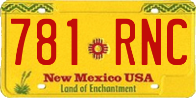 NM license plate 781RNC
