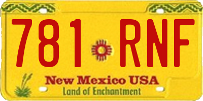 NM license plate 781RNF