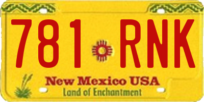 NM license plate 781RNK