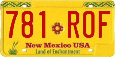 NM license plate 781ROF