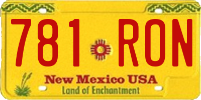 NM license plate 781RON