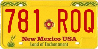 NM license plate 781ROQ