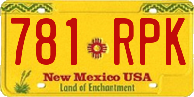 NM license plate 781RPK