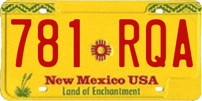 NM license plate 781RQA