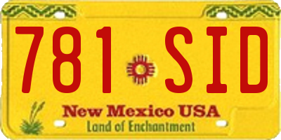 NM license plate 781SID