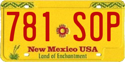 NM license plate 781SOP