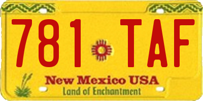 NM license plate 781TAF