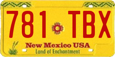 NM license plate 781TBX