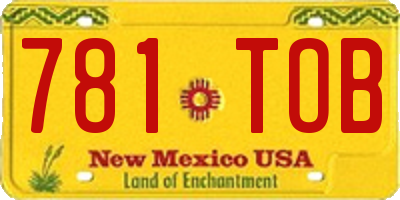 NM license plate 781TOB
