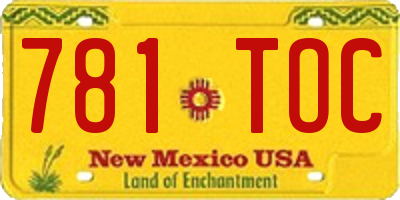 NM license plate 781TOC