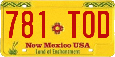 NM license plate 781TOD