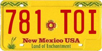 NM license plate 781TOI