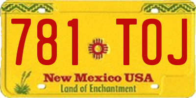 NM license plate 781TOJ