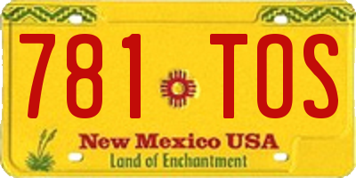 NM license plate 781TOS