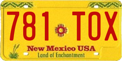NM license plate 781TOX