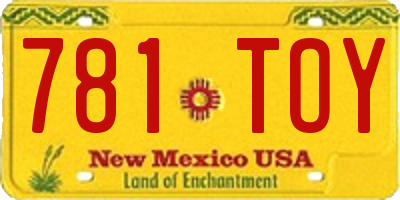 NM license plate 781TOY