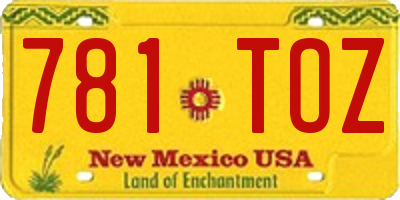 NM license plate 781TOZ