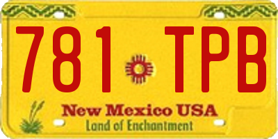 NM license plate 781TPB