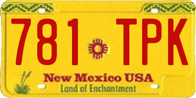 NM license plate 781TPK