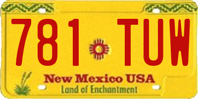 NM license plate 781TUW