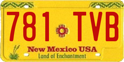 NM license plate 781TVB