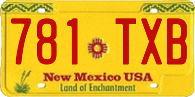 NM license plate 781TXB