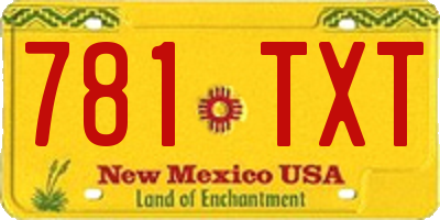 NM license plate 781TXT