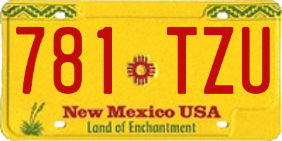 NM license plate 781TZU