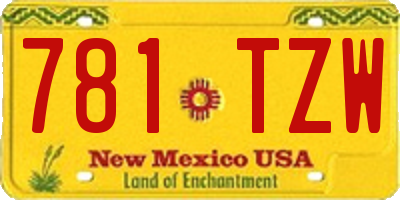 NM license plate 781TZW