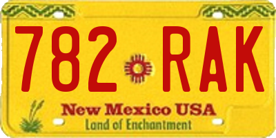 NM license plate 782RAK