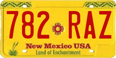 NM license plate 782RAZ