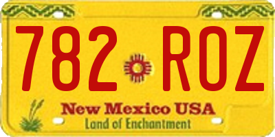 NM license plate 782ROZ