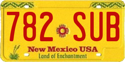 NM license plate 782SUB