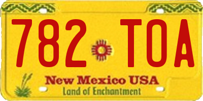 NM license plate 782TOA