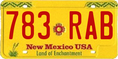 NM license plate 783RAB