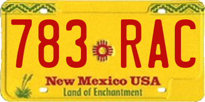 NM license plate 783RAC