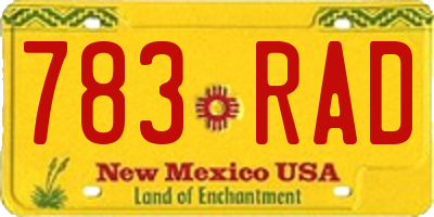 NM license plate 783RAD