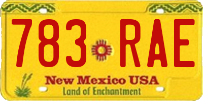 NM license plate 783RAE