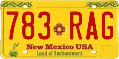 NM license plate 783RAG